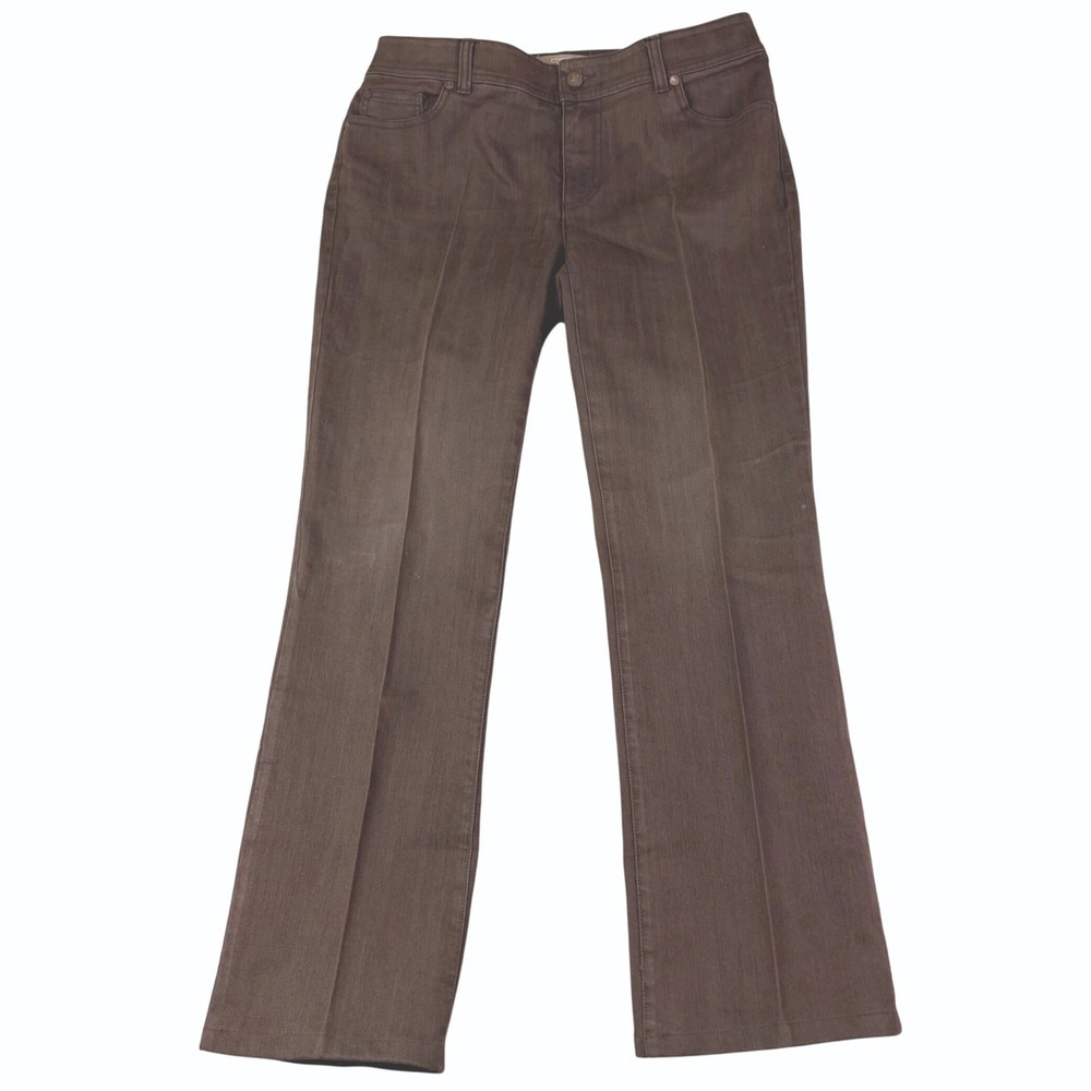 Chico's 1 R US 8 Brown Straight Leg Jeans Stretch Trouser Office Dark Academia